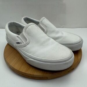 Vans Off The Wall Skate Shoe Unisex M4/W5.5 White Canvas Classic Slip-On 508731